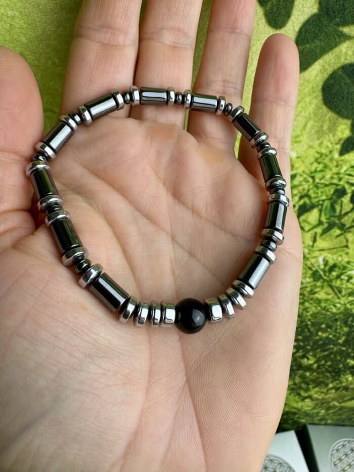 Edelstein Armband Hämatit Obsidian - schädliche Energien absorbieren 4 Seelenbewusst